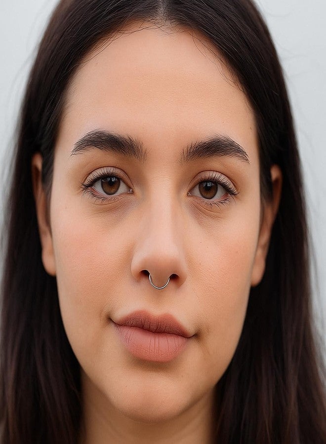 BILIBOOM Silver Clip on Septum Ring 22g - Fake Septum Hoop - No Piercing Needed - Smooth Tiny Sterling Silver Faux Nose Piercing False Nose Jewelry - Cormfortable & Elegant Design - Comes with Gift Pack - Image 4